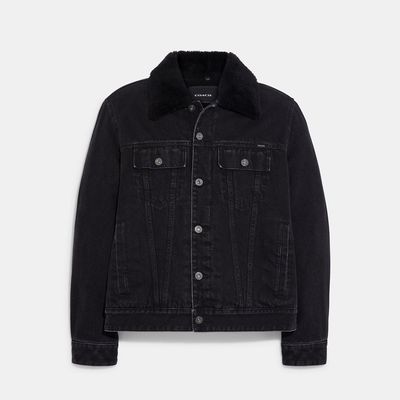 Coach Outlet Denim Jacket With Sherpa Lining - Black