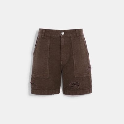 Coach Outlet Distressed Denim Shorts - Brown
