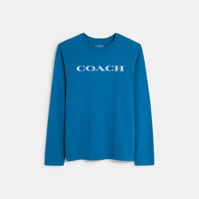 Coach Outlet Essential Long Sleeve T-Shirt In Organic Cotton - Blue