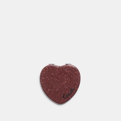 Coach Outlet Glitter Heart Compact Mirror - Red