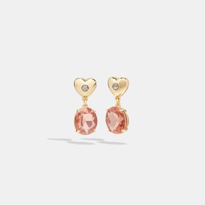 Coach Outlet Heart Stone Drop Earrings - Pink