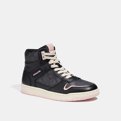 Coach Outlet High Top Sneaker In Signature Canvas - Black
