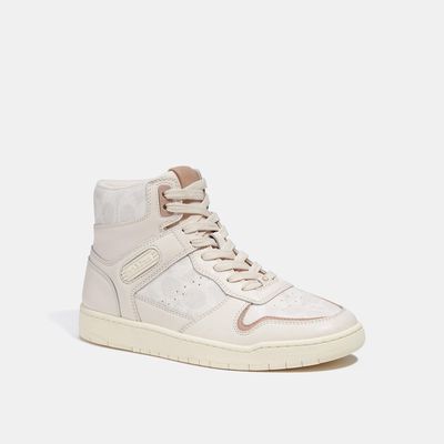 Coach Outlet High Top Sneaker In Signature Canvas - White