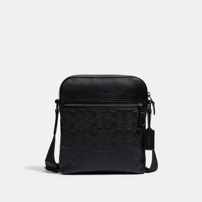 Coach Outlet Houston Flight Bag In Signature Leather - Black