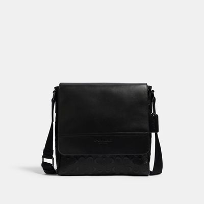 Coach Outlet Houston Map Bag In Signature Leather - Black