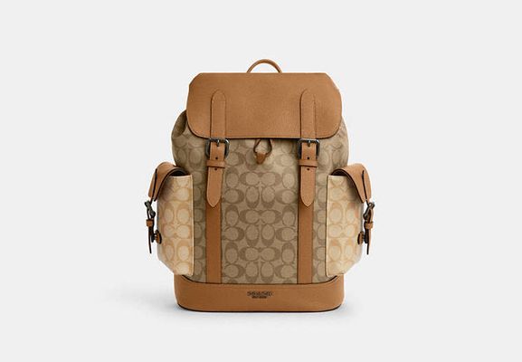 Coach Outlet Hudson Backpack In Colorblock Signature Canvas - Brown