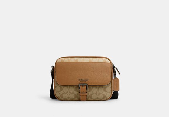 Coach Outlet Hudson Crossbody Bag In Colorblock Signature Canvas - Brown