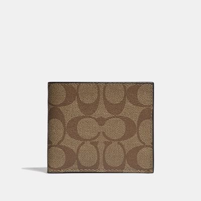 Coach Outlet Id Billfold Wallet In Signature Canvas - Beige