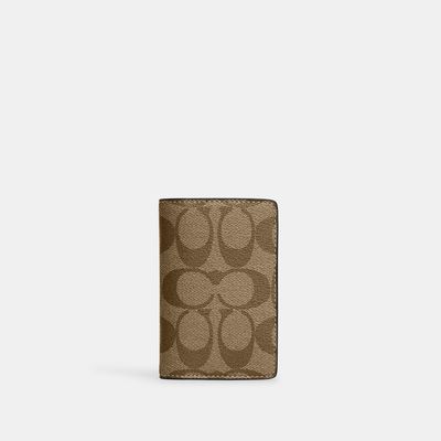 Coach Outlet Id Wallet In Signature Canvas - Beige