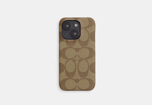 Coach Outlet Iphone 15 Pro Case In Signature Canvas - Beige
