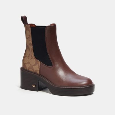 Coach Outlet Kinsley Bootie In Signature Canvas - Brown
