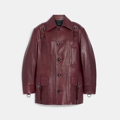Coach Outlet Leather Jacket - Burgundy