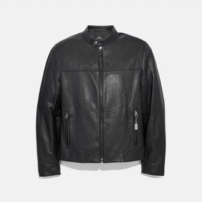 Coach Outlet Leather Racer Jacket - Black