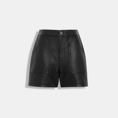 Coach Outlet Leather Shorts - Black