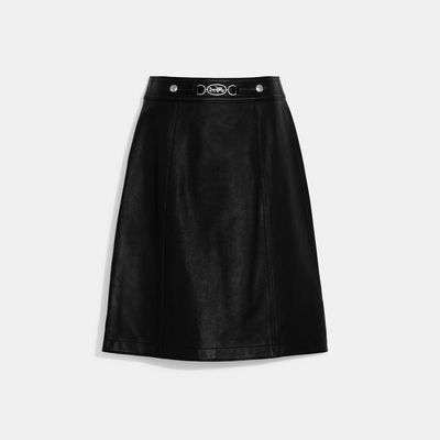 Coach Outlet Leather Skirt - Black
