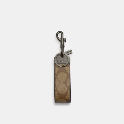 Coach Outlet Loop Key Fob In Signature Canvas - Beige