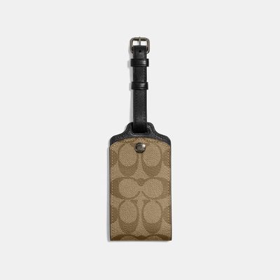 Coach Outlet Luggage Tag In Signature Canvas - Beige