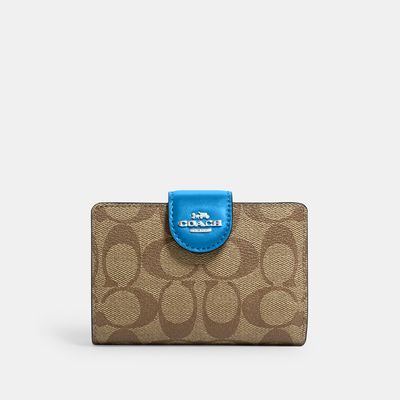 Coach Outlet Medium Corner Zip Wallet In Signature Canvas - Blue