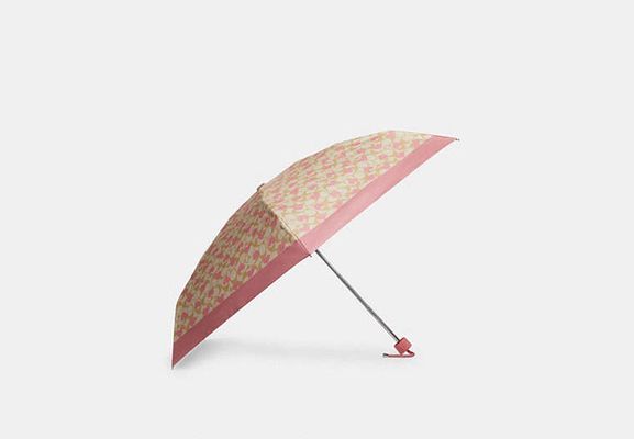 Coach Outlet Mini Umbrella In Signature Heart Print - Multi