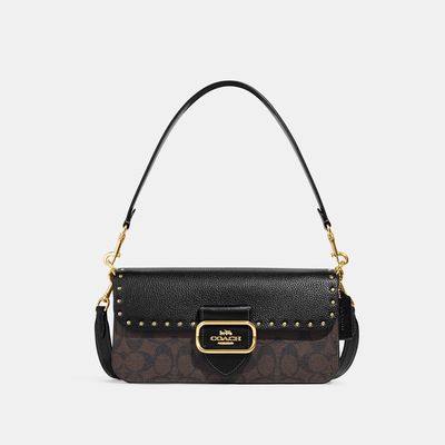 Coach Outlet Morgan Shoulder Bag In Colorblock Signature Canvas With Rivets - Multi