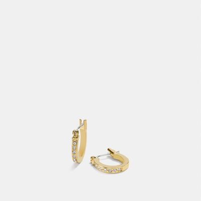 Coach Outlet Pave Signature Huggie Earrings - Yellow