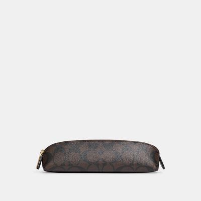 Coach Outlet Pencil Case In Signature Canvas - Brown