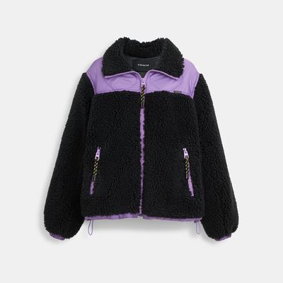 Coach Outlet Quilted Sherpa Zip Up - Black
