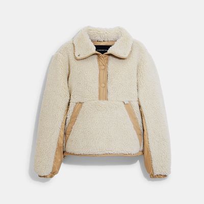 Coach Outlet Sherpa Pull Over In Recycled Polyester - Beige
