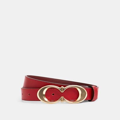 Coach Outlet Signature Buckle Belt, 25 Mm - Red