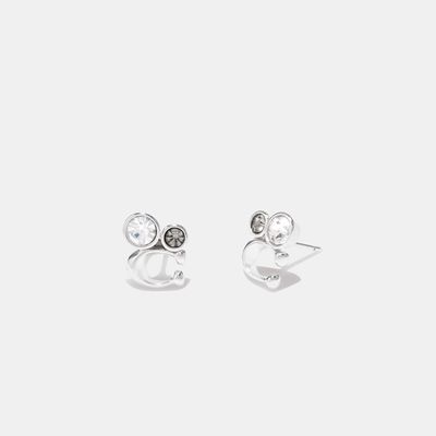 Coach Outlet Signature Crystal Cluster Stud Earrings - Silver