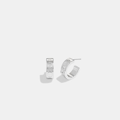 Coach Outlet Signature Huggie Earrings - Grey