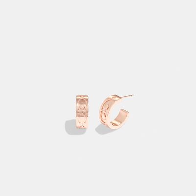 Coach Outlet Signature Huggie Earrings - Rose Gold