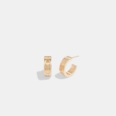 Coach Outlet Signature Huggie Earrings - Yellow