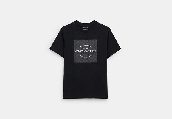 Coach Outlet Signature Square T-Shirt In Organic Cotton - Black