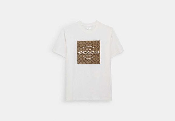 Coach Outlet Signature Square T-Shirt In Organic Cotton - White