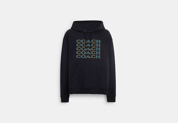 Coach Outlet Signature Stack Hoodie - Blue