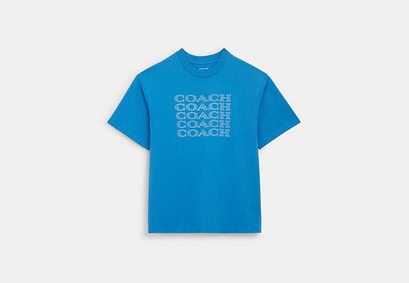 Coach Outlet Signature Stack T-Shirt - Blue