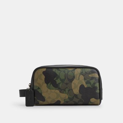 Coach Outlet Small Travel Kit In Signature Canvas With Camo Print - Green