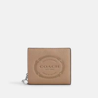 Coach Outlet Snap Wallet With Coach Heritage - Beige