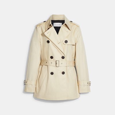 Coach Outlet Solid Short Trench Coat - Beige