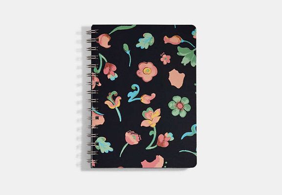 Coach Outlet Spiral Notebook With Dreamy Land Floral Print - Blue