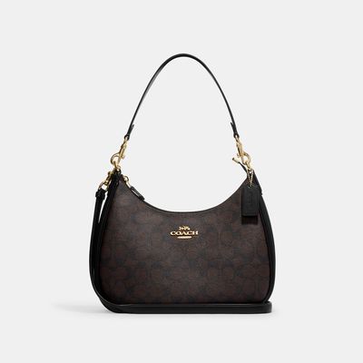 Coach Outlet Teri Hobo In Signature Canvas - Brown