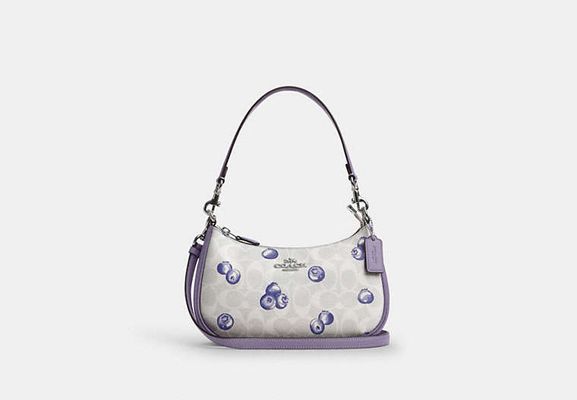 Coach Outlet Teri Shoulder Bag In Signature Canvas With Blueberry Print - Purple