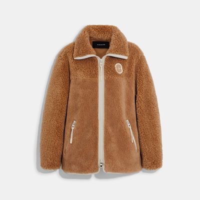 Coach Outlet Tonal Sherpa Zip Up - Brown