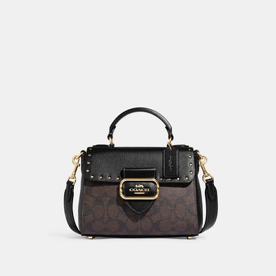 Coach Outlet Top Handle Satchel In Colorblock Signature Canvas With Rivets - Multi