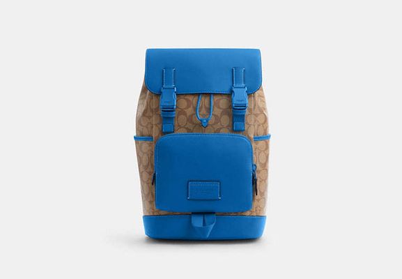 Coach Outlet Track Backpack In Colorblock Signature Canvas - Blue