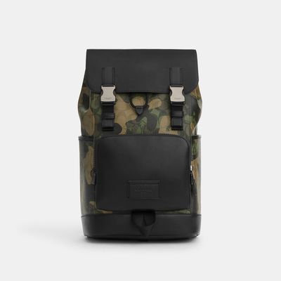 Coach Outlet Track Backpack In Signature Canvas With Camo Print - Green