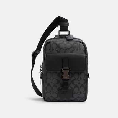 Coach Outlet Track Pack In Signature Canvas - Black