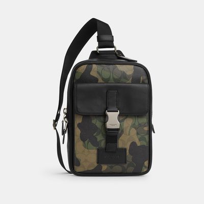 Coach Outlet Track Pack In Signature Canvas With Camo Print - Green