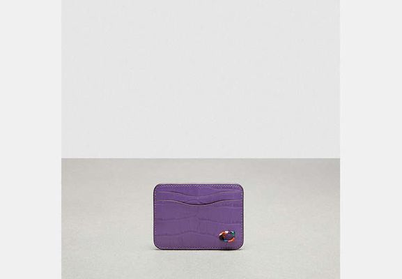 Coach Outlet Wavy Card Case In Croc Embossed Coachtopia Leather - Purple